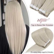 Ugeat Tape in Hair Extensions Ludzkie włosy Prawdziwe naturalne brazylijskie włosy Remy Proste bezszwowe wątki skóry dla kobiet Balayage 20P/40P