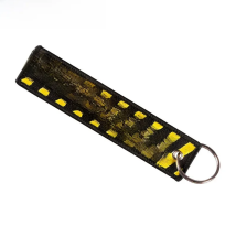 Both Sides Embroidery PULL TO EJECT Tags Rectangle Fashion Keychain Motorcycle Key Chain Accessories Souvenir Gifts Wholesale