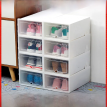 6pcs Transparent Shoe Box Thickened Dustproof Desktop Cosmetic Storage Box Stackable Combination Shoe Cabinet Shoe Organizers