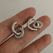 PONYKISS Real 925 Sterling Silver Zircon Round Hoop Earrings For Fashion Women Classic Fine Jewelry Minimalist Geometric Bijoux