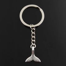 New Fashion Keychain 19x18mm Whale Tail Pendants DIY Men Silver Color Car Key Chain Ring Holder Souvenir For Gift