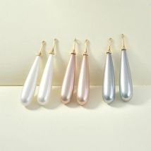 Copper Plated 18k Gold Cap Retro Elegant Symphony Long Water Droplet Pearl Ear Stud Material DIY Jewelry Accessories