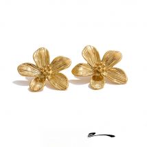 Yhpup Hot Style Stainless Steel Metal Flower Daily Stud Earrings Prevent Allergy Texture Versatile Trending Jewelry Recommend