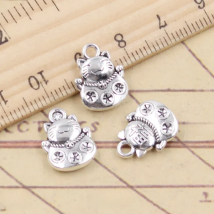 10pcs Charms Lucky Cat 15x11mm Tibetan Silver Color Pendants Antique Jewelry Making DIY Handmade Craft