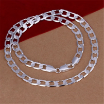40-60cm 925 Sterling silver Necklace chain wholesale 8MM flat for Men women luxury wedding Fashion solid hot gifts Jewelry
