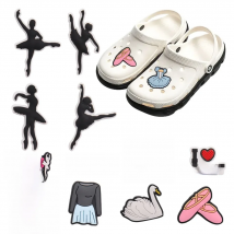 Hot Sales 1-12Pcs PVC Ballet Bodysuit I Love Dance DIY Woman Slippers Shoe Charms Girls Buckle Clog Birthday Gift