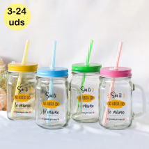 Lote de 3 a 24 unidades de jarras boda invitados, jarras de cristal con pajita, detalles para invitados de boda, Regalos para niños invitados, Detalles boda para niños, Recuerdo mi primera comunion,