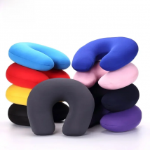 Nanoparticles U Shaped Travel Pillow Neck Support Headrest Microbeads Filling Colorful Soft Cushion Flight for AirPlane Car