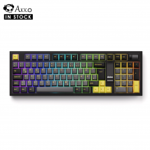 Akko 5098B Tastiera da gioco meccanica wireless oro nero con schermo TFT Manopola verticale 96 tasti Guarnizione retroilluminata RGB sostituibile a caldo