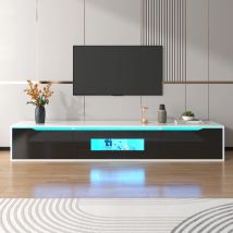 WoodenAura 180 cm TV Cabinet mit LED-Beleuchtung, TV-Kommode, Lowboard für Wohnzimmer, Hochglanz-TV-Schrank mit 3 Türen
