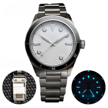 Proxima PX1697 39mm Men Watch White Enamel Dial Bubble Sapphire PT5000 SW200 Automatic Mechanical Vintage Watches 20Bar Luminous