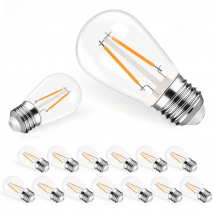 Genixgreen S14 2W String Light Bulb Warm White 2700K E27 Dimmable Waterproof Plastic Led Filament Vintage ST45 Replacement Bulbs