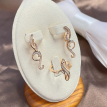 SYOUJYO Fashion Crystal Flower 585 Rose Gold Color Earrings Rings Jewelry Sets Natural Zircon Urban Lady Tassel Fine Jewelry Set