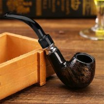 Double Filter Wood Smoking Pipe Snake Scale Resin Bend Pipes Chimney Glown Tobacco Pipe Cigar Herb Grinder Smoke For Men's Gifts