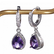 Cellacity Silver 925 Jewelry with Gemstones Water Drop Shaped Earrings for Women Amethyst Female Ear drops Anniversary Gifts