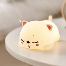 Cat LED Night Light Touch Sensor Remote Control Colorful Silicone USB Rechargeable Bedroom Bedside Lamp for Children Baby Gift