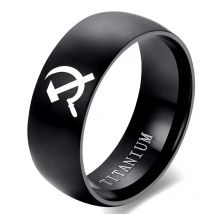 2020 Fashion Jewelry Hammer and Sickle Ring Titanium Steel Rings 8mm Men's Ring Cocktail Ring for Anniversary Gift