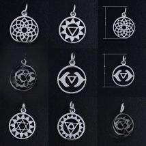 10pcs/lot 7 Chakra Yoga Stainless Steel Jewelry Pendant DIY Charms Wholesale OEM Order Accepted High Polished