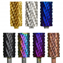 RolinStar 6.6 Large Barrel 4XC Gold Silver Dark Purple Blue Rainbow Rose gold 7 different color nail drill bits milling