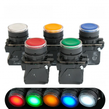 1Pcs XB5 Illuminated Push Button Momentary Switch NC NO Voltage 220V 24V Round Flat Head Start Stop Power Reset 22mm ZB5 AW3361