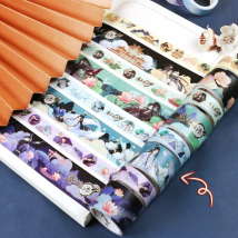 5Pcs/Set Anime Grandmaster of Demonic Cultivation Bronzing Washi Tape Lan Wangji, Wei Wuxian Figure Adhesive Tape Label Sticker