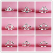 empty ring setting base blank for DIY making sterling silver 925 facet jewelry findings settings without stone accessories D