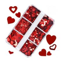 6 Grids Valentines Love Heart Sequins Glitter For Epoxy Resin Mold Fillings Slime Filler Mixed Flower Heart Nail Art Decorations