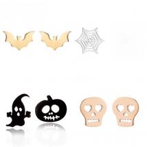 Funny Halloween Gift Woman Stainless Steel Stud Earrings Bat Ghost Party Gift Earings For Girls Free Shipping Jewelry Wholesale