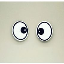 Set of 2pcs Cartoon Big Eyes Iron On Patches Sewing Embroidered Applique for Jacket Clothes Stickers DIY Apparel Accessories
