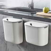 7L/9L Kitchen Trash with Cover Home Cupboard Door Wall-mounted Hanging  Creative Storage Toilet Bathroom Paper Basket Papelera