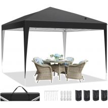 Gazebo pieghevole 3x3m Gazebo da giardino pop-up Tenda da festa Tenda da birra con 4 sacchi di sabbia regolabile in altezza per festival Spiagge Patios