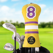 Yellow Number 8 Soft PU Leather Golf Club Headcover FW Fairway Wood Cover
