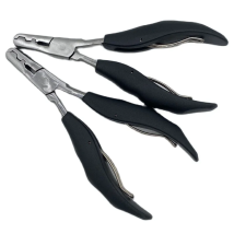 1Pc 2 in 1 Black Flat Shape Plier with Small Grooves  3mm and 5mm grooves Pre-Bonded Hair Extension Clamp
