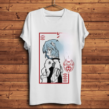 JAPAN Ayanami Rei Ikari Yui Funny Anime T Shirt Men White Casual Short Tshirt Homme EVA Manga Unisex Harajuku Streetwear Tee