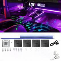 10/14/18 in 1 Led Car Ambient Lights RGB 64 Color Acrylic Fiber Optic Strip Bluetooth App Control Atmosphere Decorative Lamp 12v