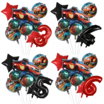 1set Blaze Monster Foil Balloons Cartoon Sports Car Number Ballons Birthday Party Decoration Machines Racing Racecar Kids Toy