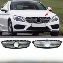 Front Bumper Grille Racing Grill Diamond Style For Mercedes Benz C W205 C205 S205 2014-2021 C180 C200 C250 C260 C300 Mesh