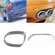 CAPQX For Porsche Cayenne 08-10 Auto Rear Exhaust Pipe Frame Cover Chrome Tail Throat Decor Panel Cap Hood Protector Lid Garnish