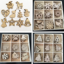 50pcs Natural Wood Christmas Ornaments Pendant Hanging Gifts Elk Deer Snowflake Xmas Tree New Year Party Decorations for Home