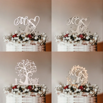 1Pc Hollow Wooden Letter Love Just Married Mr&Mrs Cake Topper Bride and Groom Wedding Cake Topper Engagement Gifts Cake Decor