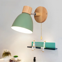 Nordic Wall Lamp Wooden Wall Sconce For Bedroom Living Room Home Lighting E27 Macaroon Bedside Wall Light With Switch Home Decor