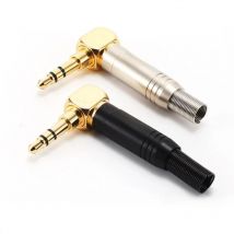 1Pcs 3.5mm gold-plated 90-degree bend stereo earphone plug L-shaped elbow right-angle DIY welding connector for mobile S3.5-BG