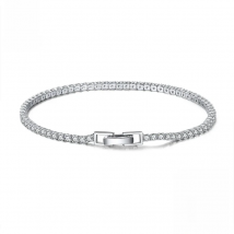 Rinntin Luxury Real 925 Sterling Silver Tennis Bracelet Women with AAAA Zircon Female Bangle Party Wedding Jewelry Gifts SB91