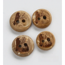 50pcs/lot Size:11-23mm Vintage Natural Coconut Buttons 2 Holes Bird Style Pattern Sewing Accessories(ss-701)