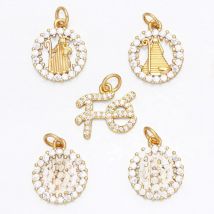 OCESRIO Virgin Mary Charms for Necklace Earrings Gold Plated Copper CZ Cross FE Handmade Jewelry Making Supplies DIY chma151