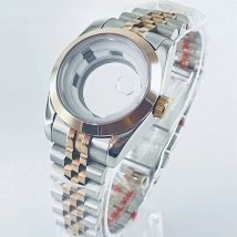 BURRYJAZZ 31mm NH05 NH06 Watch Case Silver Rose Stainless Steel Case With Sapphire Crysta Waterproof