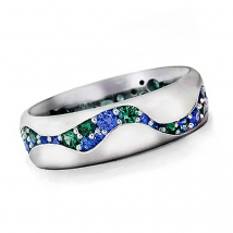 Huitan Paved Green/Blue CZ Band Rings for Women High Quality Silver Color Elegant Lady's Finger Ring Trendy Jewelry Drop Ship