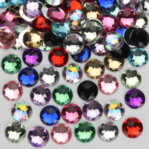 NKS 10 12 14 16 20 25 30mm Non Hotfix Colorful Round Stones Applique Flatback Acrylic Rhinestones For Garment Accessory Dress