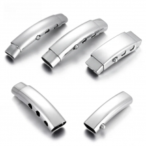 Adjustable Stainless Steel Bayonet Clasp 8*4mm Hole Curved Tube Leather Cord Clasps DIY Bracelet Jewelry Making Supplies