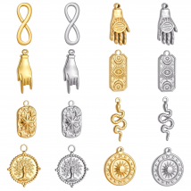 3pcs/Lot Stainless Steel Oil Pressure Sun Moon Star Charms Pendant For DIY Fashion Necklace Bracelet Earring Jewelry Accessories